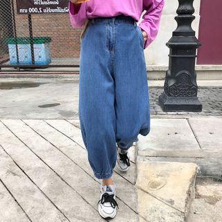 Loose Fit Cropped Wide-leg Denim Jeans