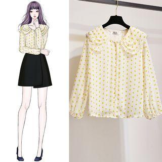Triple Collar Dotted Blouse