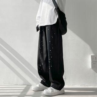Paint-splattered Straight Leg Jeans