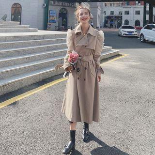 Puff-sleeve Double Breasted Trench Coat
