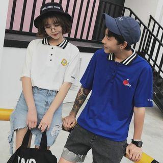 Couple Matching Embroidered Short-sleeve Polo Shirt