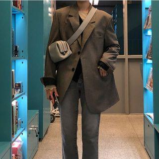 Plain Single-breasted Blazer As Shown In Figure - One Size