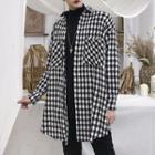 Houndstooth Long Buttoned Jacket