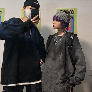 Couple Matching Tie-dyed Ripped Sweater