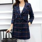 Check Double-breasted Lapel Coat