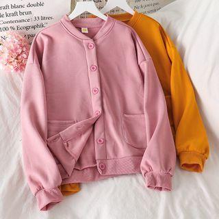 Plain Loose-fit Baseball Jacket - 3 Colors