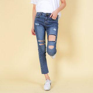 Cutout-detail Slim-fit Jeans