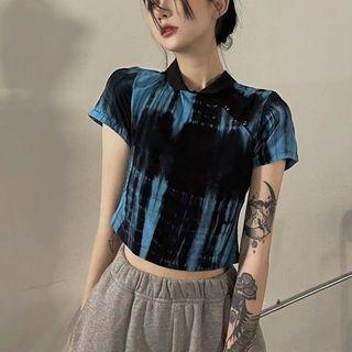 Short-sleeve Tie-dyed Cropped Top