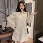 Mock Two-piece Puff-sleeve Skirt As Shown In Figure - One Size