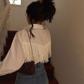 Flap-pocket Fringe-trim Shirt