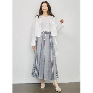 Pocket-front Drawstring-hem Jacket White - One Size