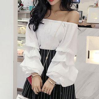 Off Shoulder Balloon Sleeve Blouse