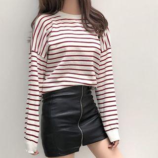 Long Sleeve Striped Loose Top Stripe - One Size