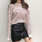 Long Sleeve Striped Loose Top Stripe - One Size