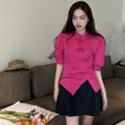 Short-sleeve Frig Buttoned Top / Mini Skirt