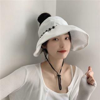 Faux Pearl Wide Brim Sun Hat