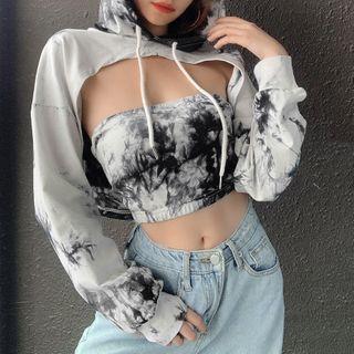 Tie Dye Cropped Hoodie / Tube Top