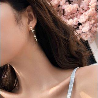 Rhinestone Zigzag Drop Earring 1 Pair - 925 Silver - As Shown In Figure - One Size