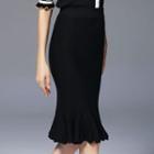 Ruffle Knit Sheath Skirt