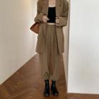 Long-sleeve Plain Blazer / High-waist Oversize Blazer Pants