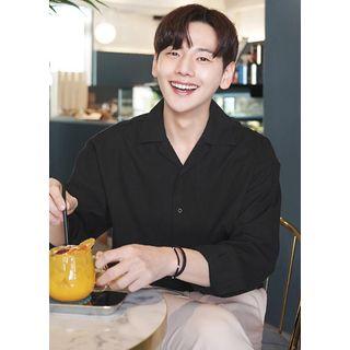 Open-placket Colored Boxy-fit Shirt