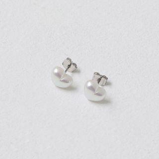 Pearly Heart Ear Studs Ivory - One Size