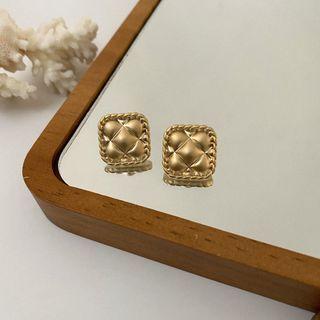 Button Stud Earring 1 Pair - Gold - One Size