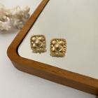 Button Stud Earring 1 Pair - Gold - One Size
