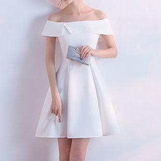 Plain Off-shoulder Cocktail Dress