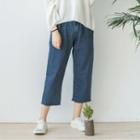 Cropped Wide-leg Jeans Denim Blue - One Size