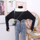 Boatneck Cable-knit Sweater With Choker