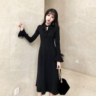 Flare-sleeve A-line Midi Dress