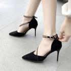 High-heel Ankle Strap Pointed Pumps