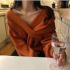 Long-sleeve Crisscross Ribbed Sweater