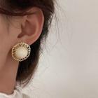 Flower Faux Pearl Earring 1 Pair - White Pearl - Gold - One Size