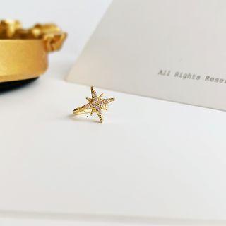Rhinestone Star Stud Earring 1 Pc - Gold - One Size