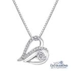 Affectionate Collection - 18k White Gold Diamond Accent Sideway Heart-shaped Pendant Necklace (16)