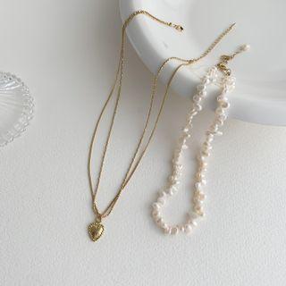 Faux Pearl Necklace Pearl - White - One Size