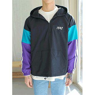 Color-block Piped Anorak Hoodie