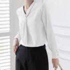Tie-neck Blouse / Straight Leg Pants