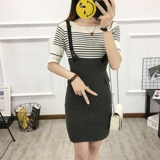 High Waist Suspender Dress