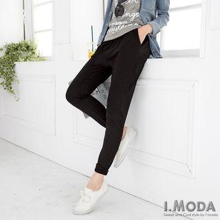 Striped Elastic-waist Pants