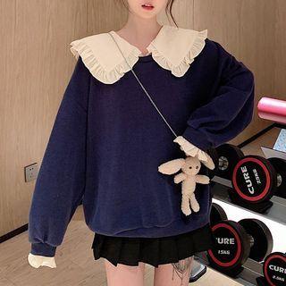 Frill Trim Collar Sweatshirt