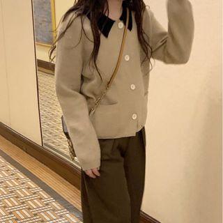 Two-tone Cardigan Almond - One Size