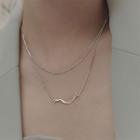 Wavy Pendant Layered Sterling Silver Necklace