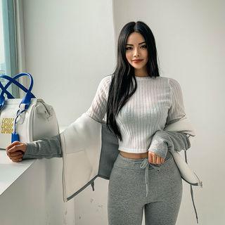Cropped Slim-fit Ribbed Knit Top