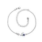 Fashion Elegant Double Swan Blue Cubic Zircon Anklet Silver - One Size