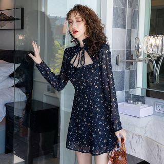 Chiffon Floral Keyhole Dress
