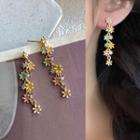 Flower Alloy Dangle Earring 1 Pair - 2770a - Yellow & Purple & White - One Size