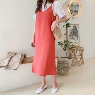 V-neck Long Overall Dress